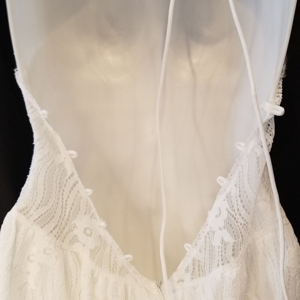 White Mini Dress Lace Spaghetti Strap Backless Sexy Summer Size‎ XL - Picture 14 of 16